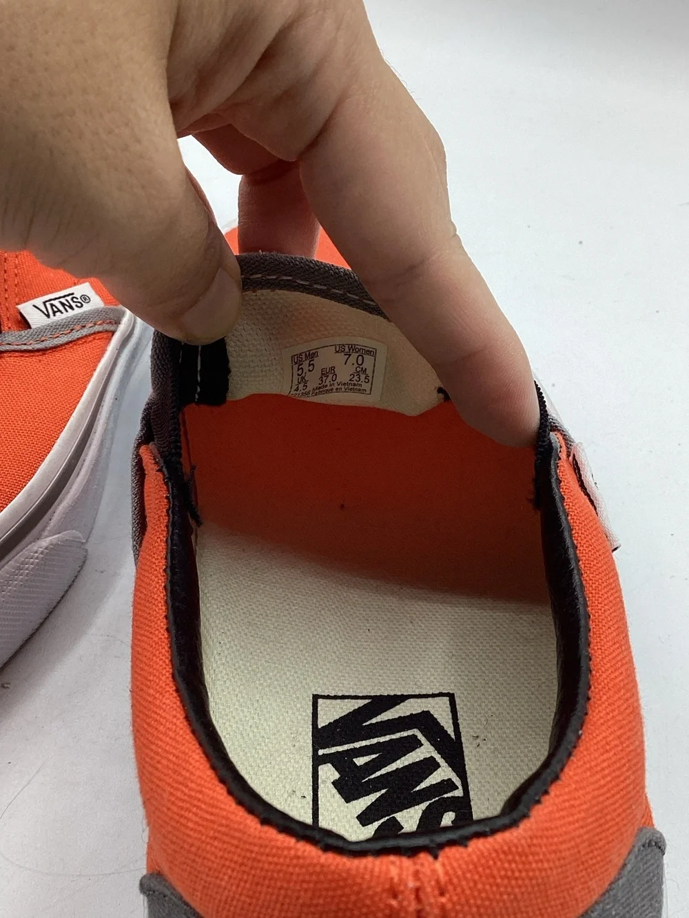 Vans Women’s Slip-On Canvas Sneaker — Orange & Gray
